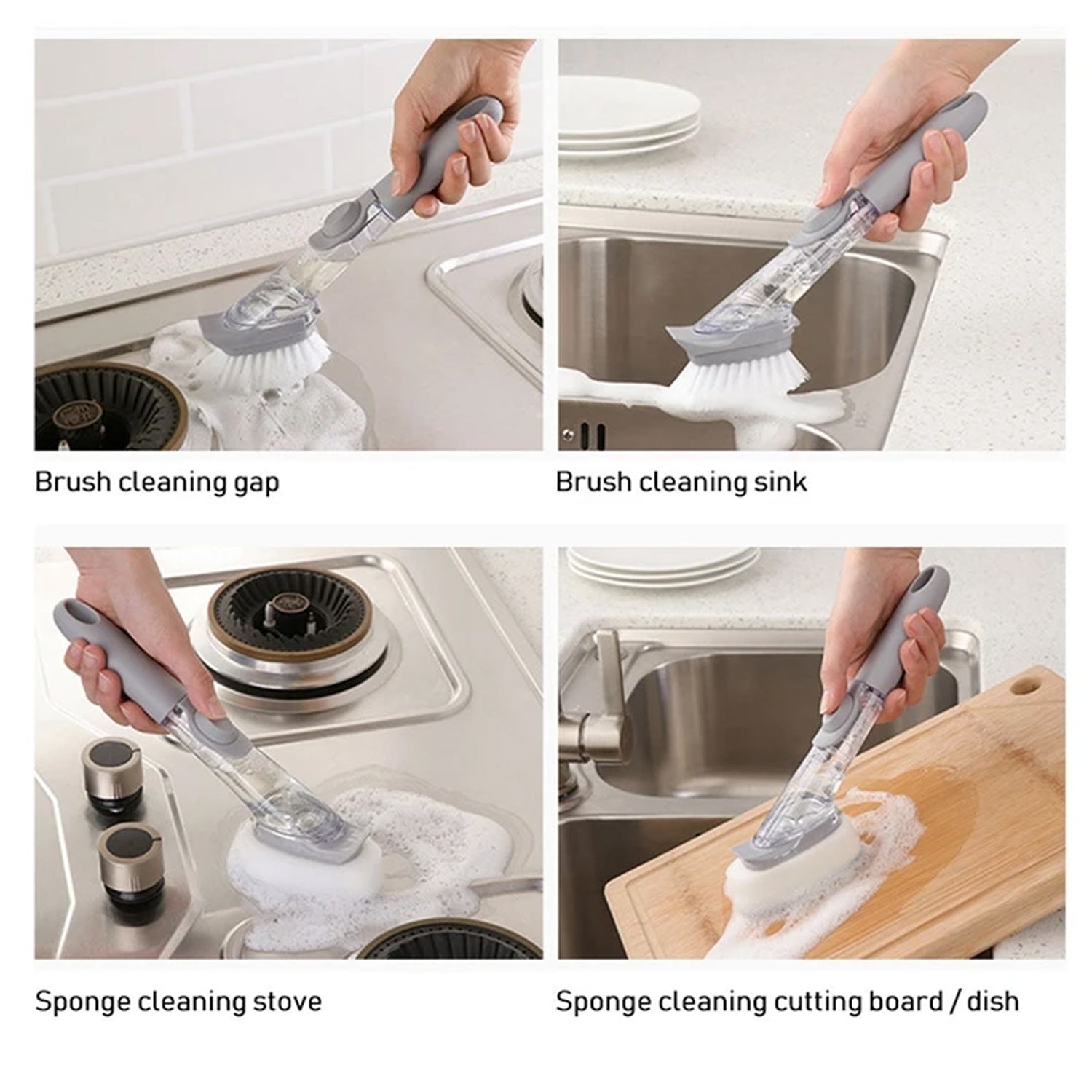 Home & Kitchen Cleaning Brushes, Scrubber, Soap Dispenser Scrub Brush for Pans Pots and Bathtub Sink (5 In 1 / 2 In 1) Home & Kitchen Cleaning Brushes, Scrubber, Soap Dispenser Scrub Brush for Pans Pots and Bathtub Sink (5 In 1 / 2 In 1)